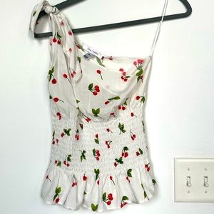 Cherry one-shoulder blouse